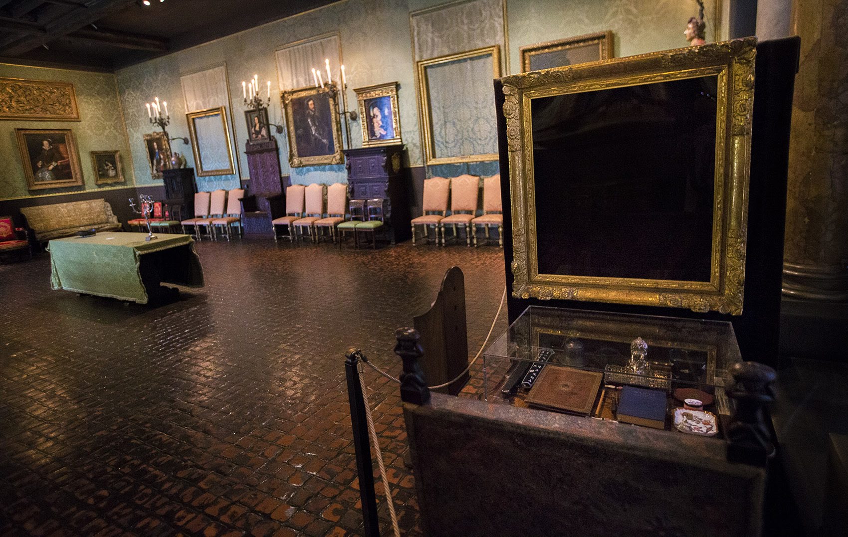 The Isabella Stewart Gardner Museum’s Dutch Room, where thieves stole three Rembrandts, a Vermeer, a painting by Govaert Flinck and an ancient Chinese beaker. Photo by Jesse Costa for WBUR